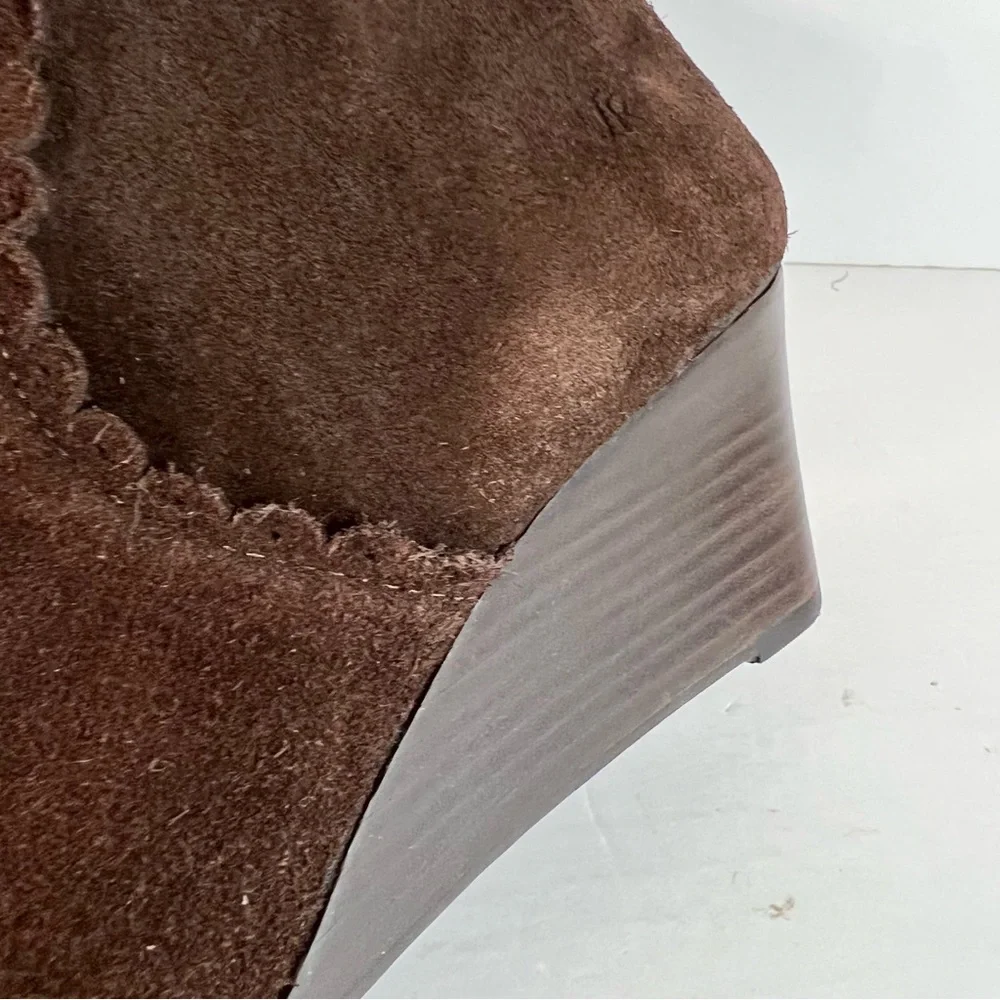 Jack Rogers Suede Wedge Back Zip Booties Ankle Boots Size 9M